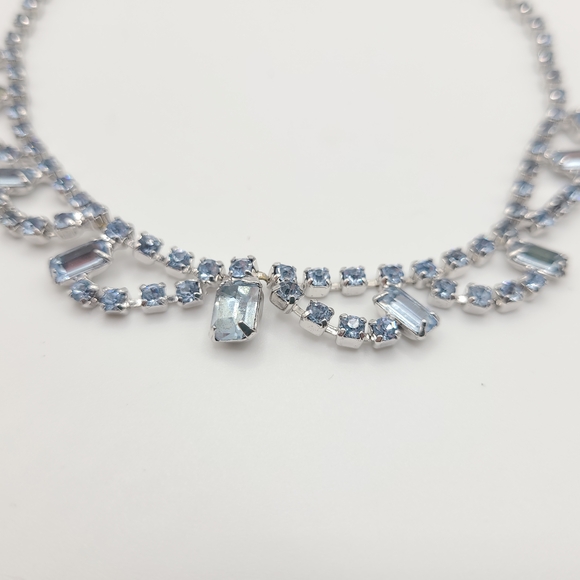 Silver Necklace with Pale Blue Crystal Accents - Picture 5 of 7